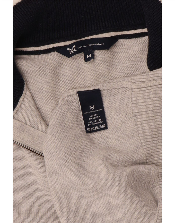CREW CLOTHING Ανδρικό πουλόβερ με φερμουάρ, μεσαίο βαμβακερό γκρι