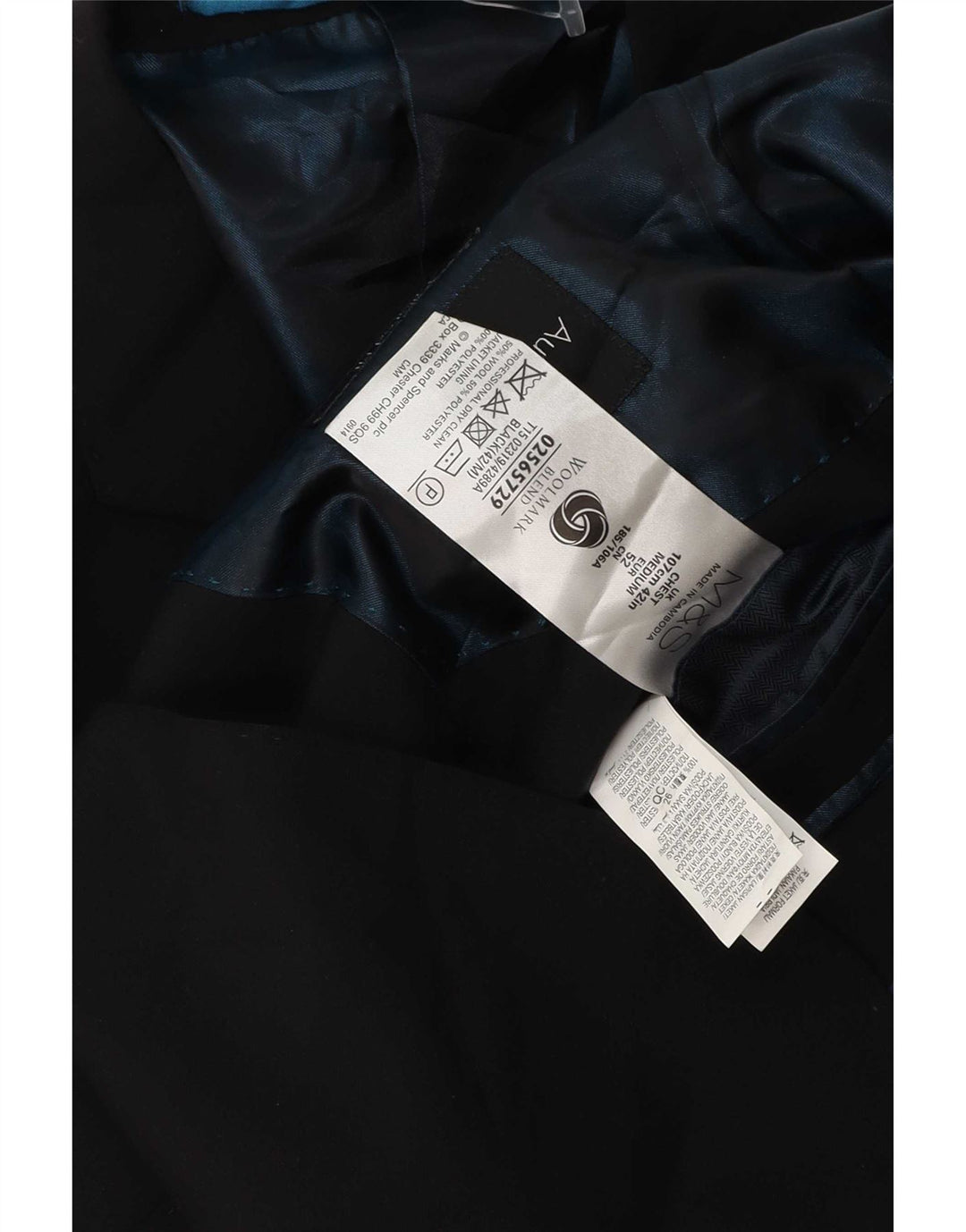 Marks & Spencer Ανδρικό σακάκι σακάκι με 2 κουμπιά UK 42 μεγάλο μαύρο μαλλί