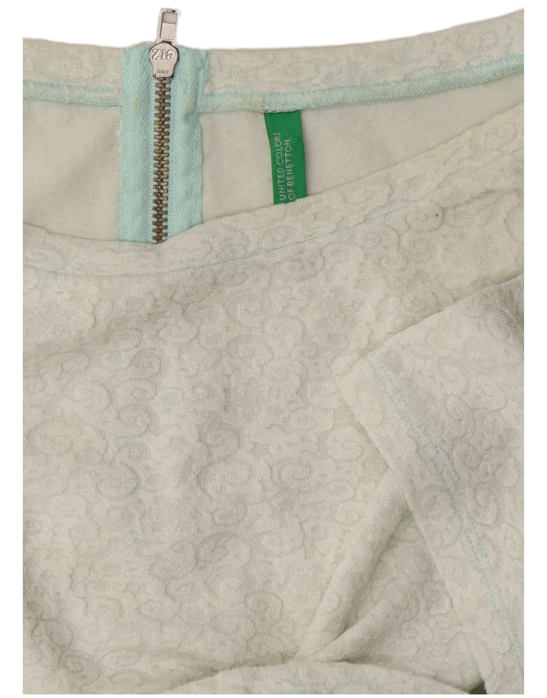 BENETTON Γυναικεία Crop Μπλούζα Τοπ UK 14 Medium White