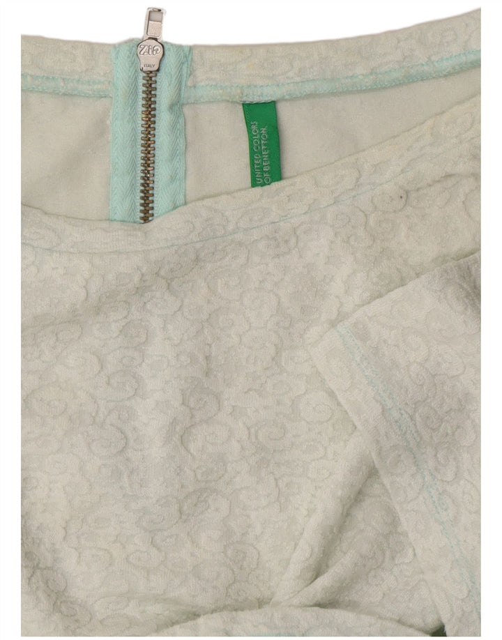 BENETTON Γυναικεία Crop Μπλούζα Τοπ UK 14 Medium White