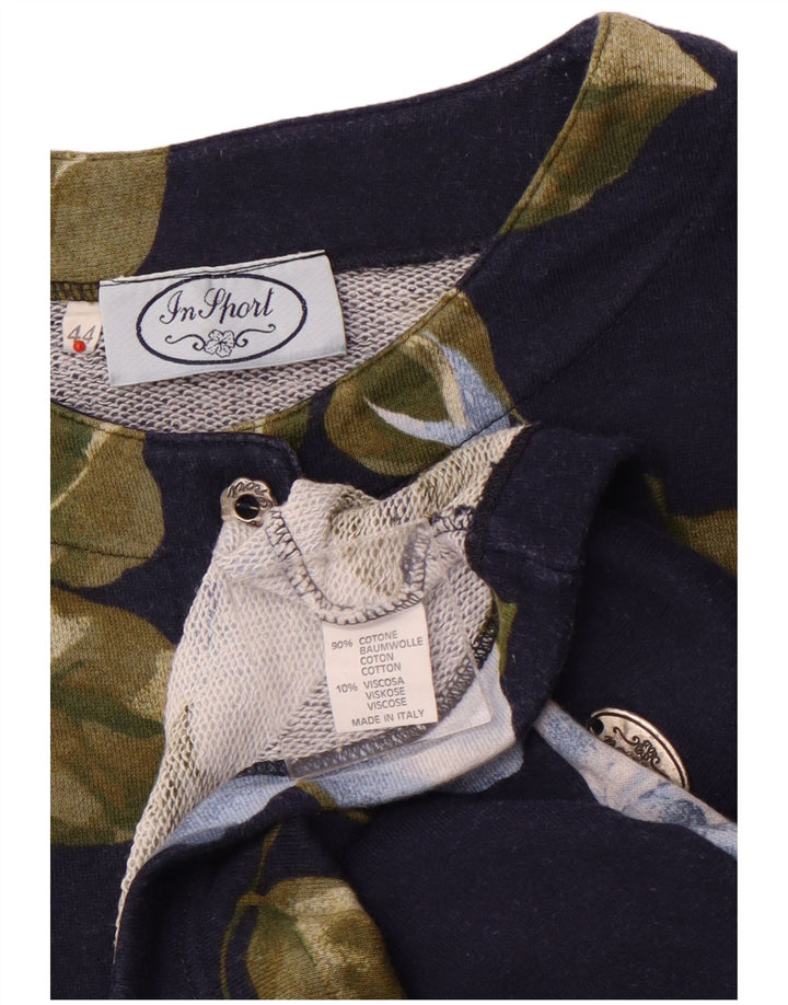 VINTAGE Γυναικείο μπλέιζερ 3/4 μανίκι μπουφάν IT 44 Medium Navy Blue Floral