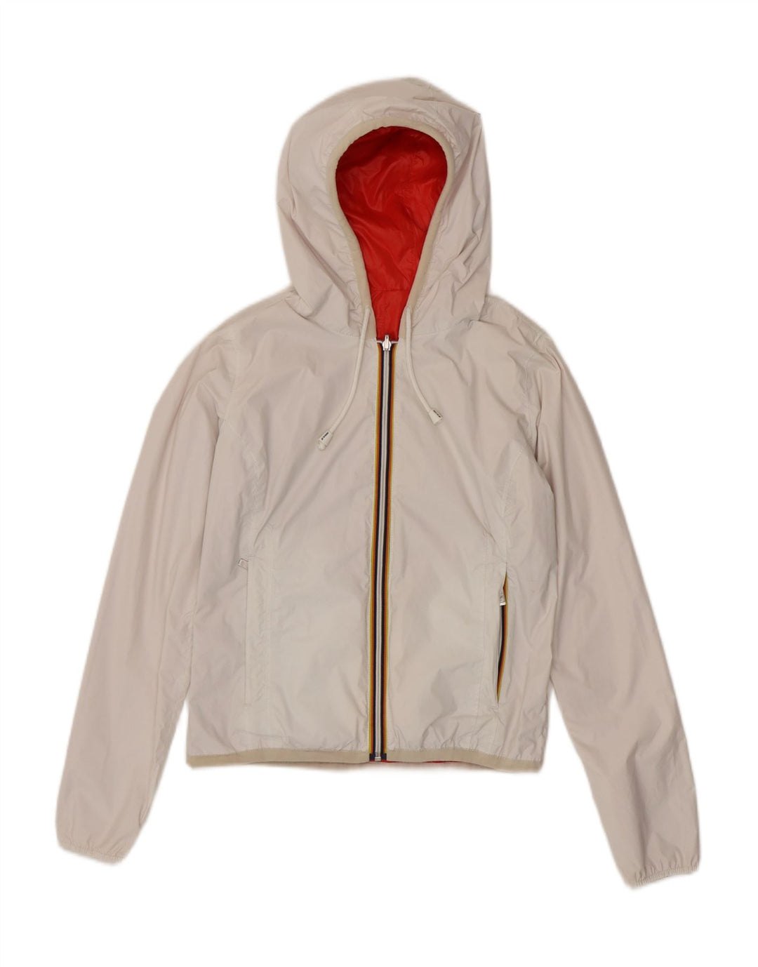 K-Way Girls Hooded Reversible Jacket 8-9 Years Red Polyamide