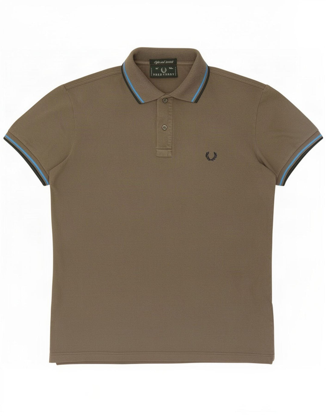 Fred Perry Ανδρικό πουκάμισο πόλο από μεσαίο χακί βαμβακερό ριγέ