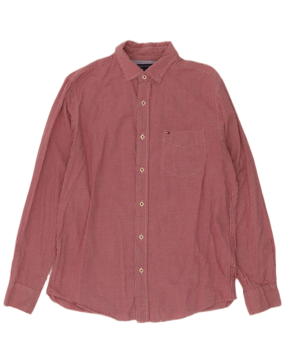 Tommy Hilfiger Ανδρικό πουκάμισο Classic Fit Μικρό κόκκινο βαμβακερό Gingham
