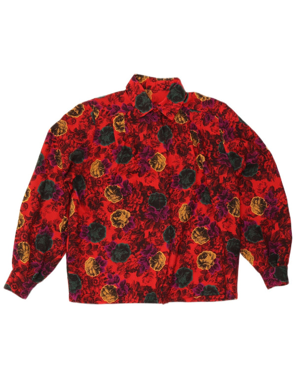Vintage Womens Shirt Blouse UK 16 Large Red Floral