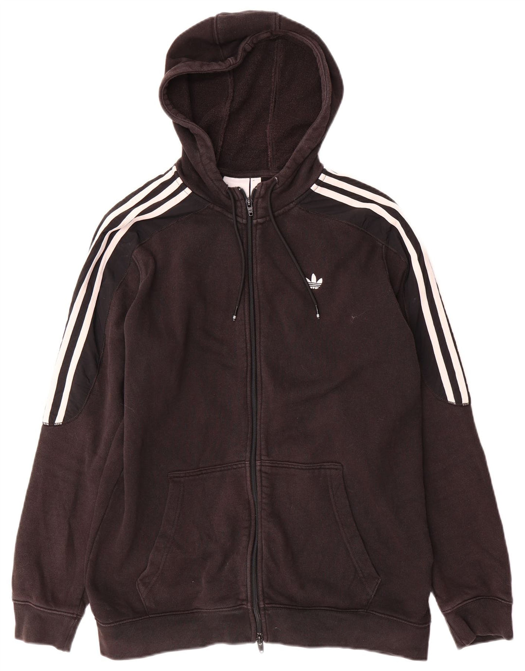 Ανδρικό πουλόβερ με κουκούλα με φερμουάρ Adidas, μεσαίο μαύρο βαμβακερό