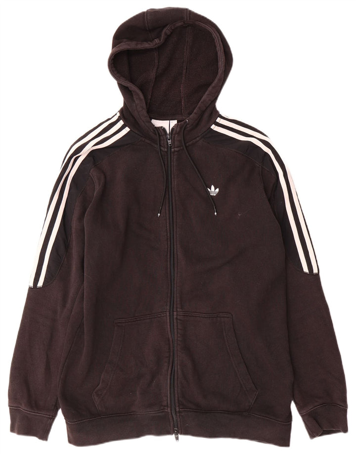 Ανδρικό πουλόβερ με κουκούλα με φερμουάρ Adidas, μεσαίο μαύρο βαμβακερό