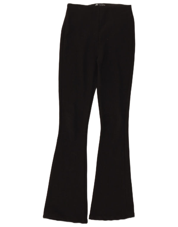 Zara Γυναικείο Flare Casual Παντελόνι Small W26 L30 Μαύρο