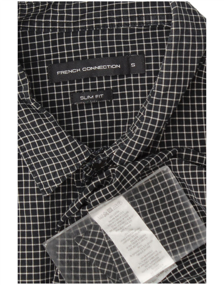 French Connection Ανδρικό φανελένιο πουκάμισο Slim Fit, Μικρό μαύρο βαμβακερό