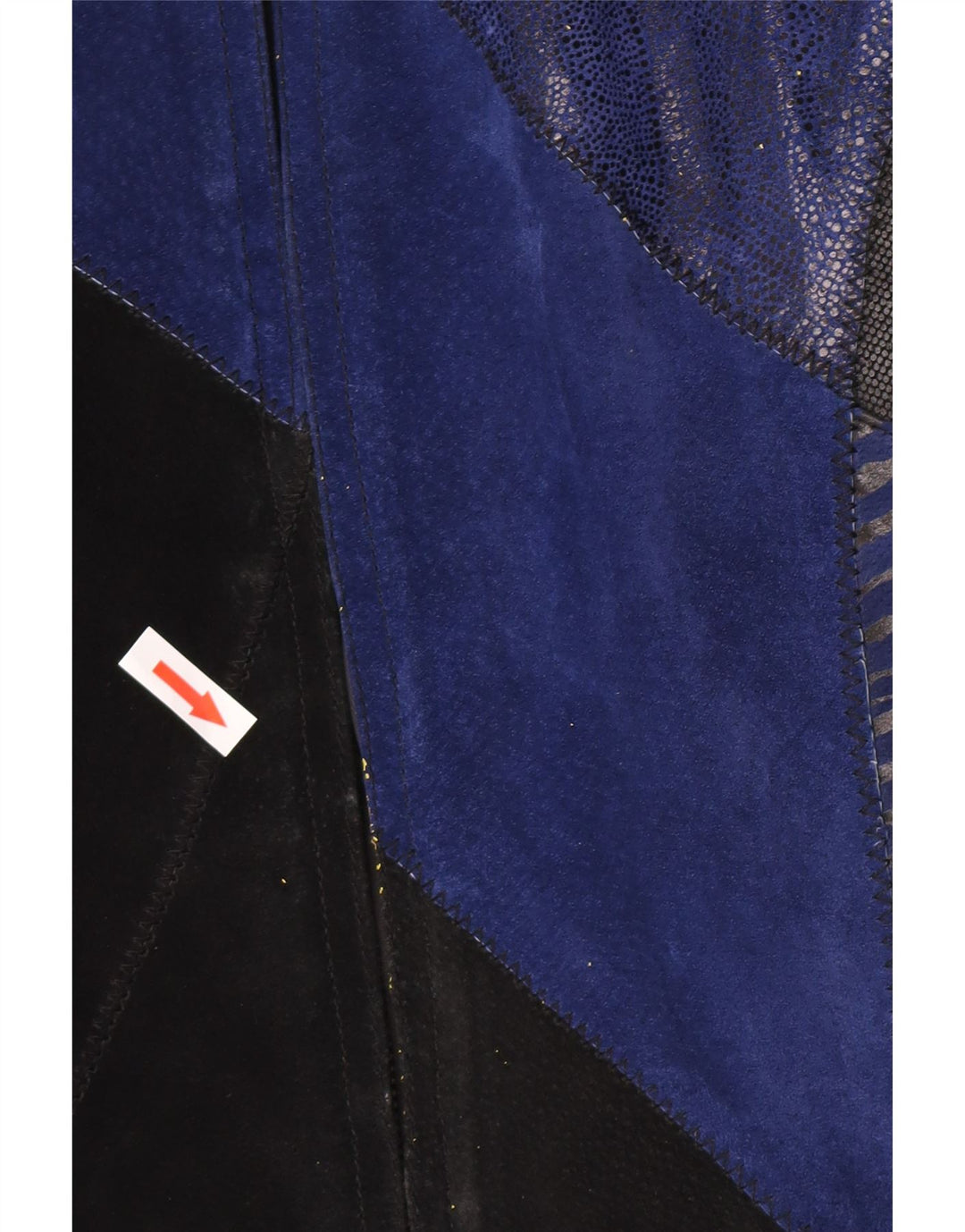 Vintage γυναικείο σουέτ πανωφόρι UK 12 Medium Blue Colourblock Δέρμα