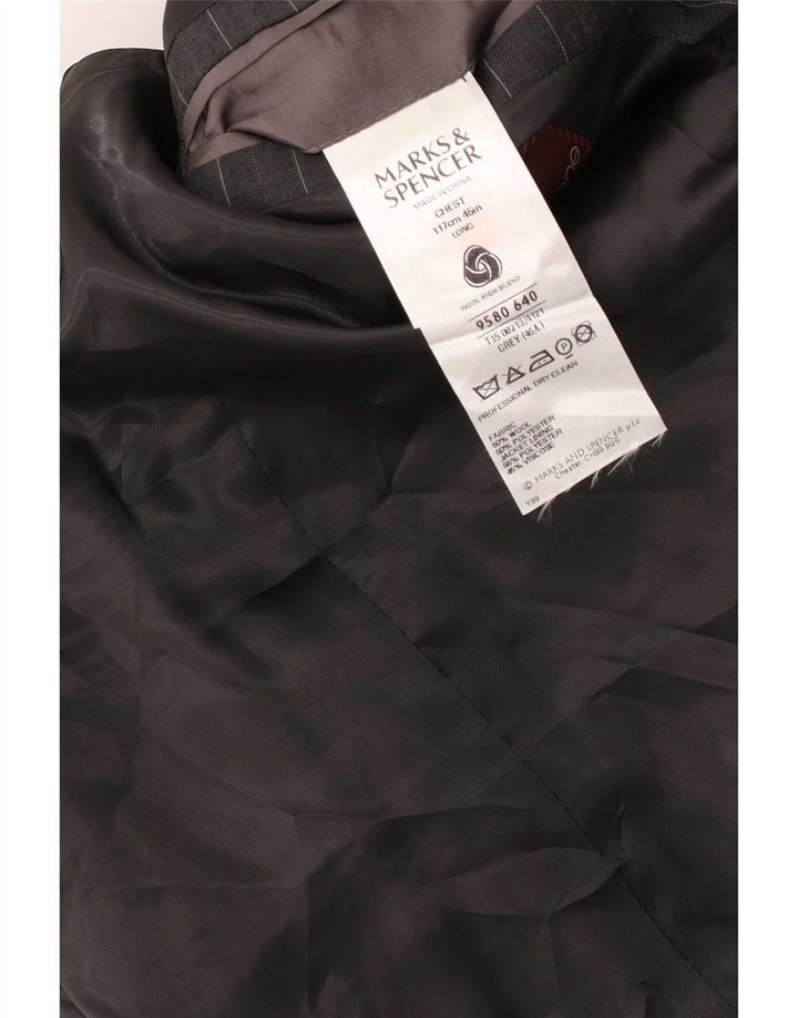 Marks & Spencer Ανδρικό μπουφάν σακάκι με 2 κουμπιά UK 46 XL μαλλί με γκρι ρίγες