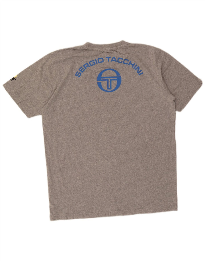 Sergio Tacchini Ανδρικό γραφικό T-Shirt Top μεγάλο γκρι βαμβακερό