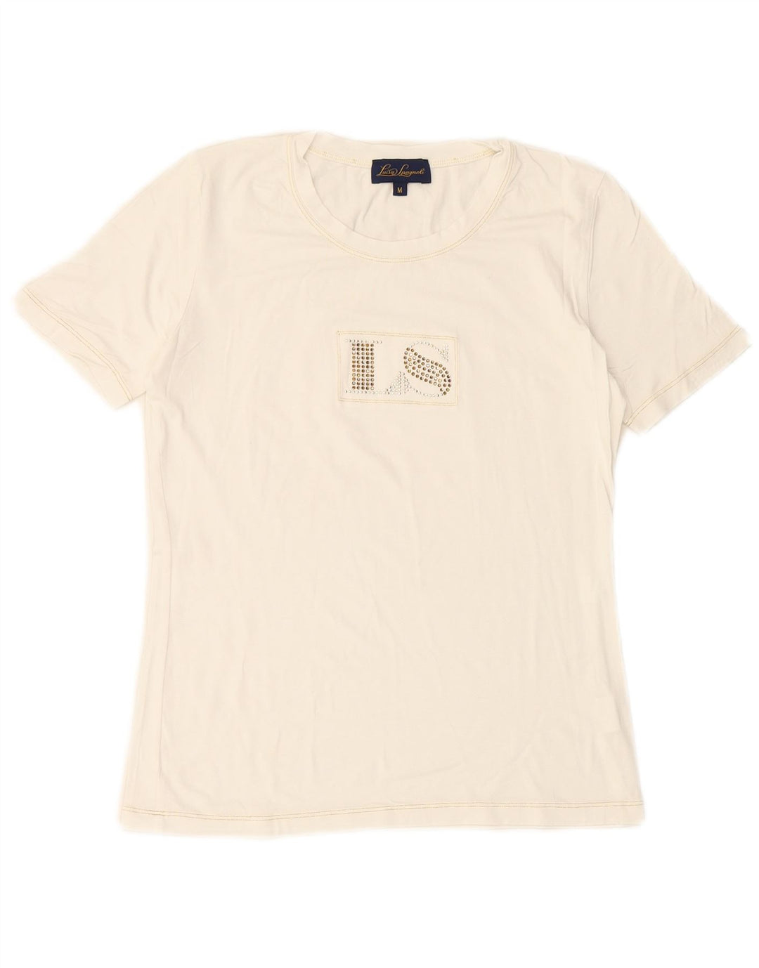 Γυναικείο γραφικό μπλουζάκι LUISA SPAGNOLI Top 14 μεσαία λευκή βισκόζη