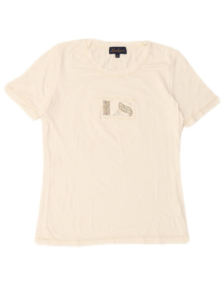 Γυναικείο γραφικό μπλουζάκι LUISA SPAGNOLI Top 14 μεσαία λευκή βισκόζη