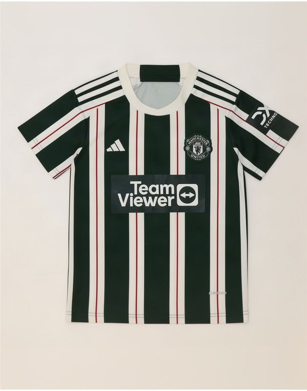 Adidas Boys Manchester United Graphic T-shirt Top 10-11 Years Πράσινο ριγέ
