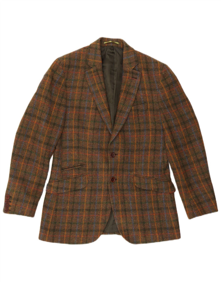 Crew Clothing Ανδρικό μπουφάν σακάκι με 2 κουμπιά UK 38 Μεσαίο καφέ μαλλί καρό