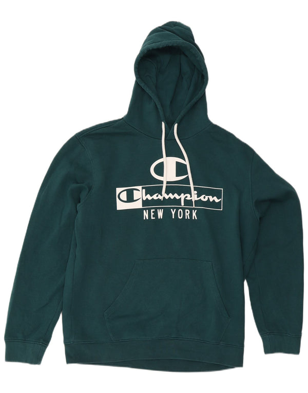 Champion Mens New York Graphic Hoodie Jumper από μεγάλο πράσινο βαμβάκι