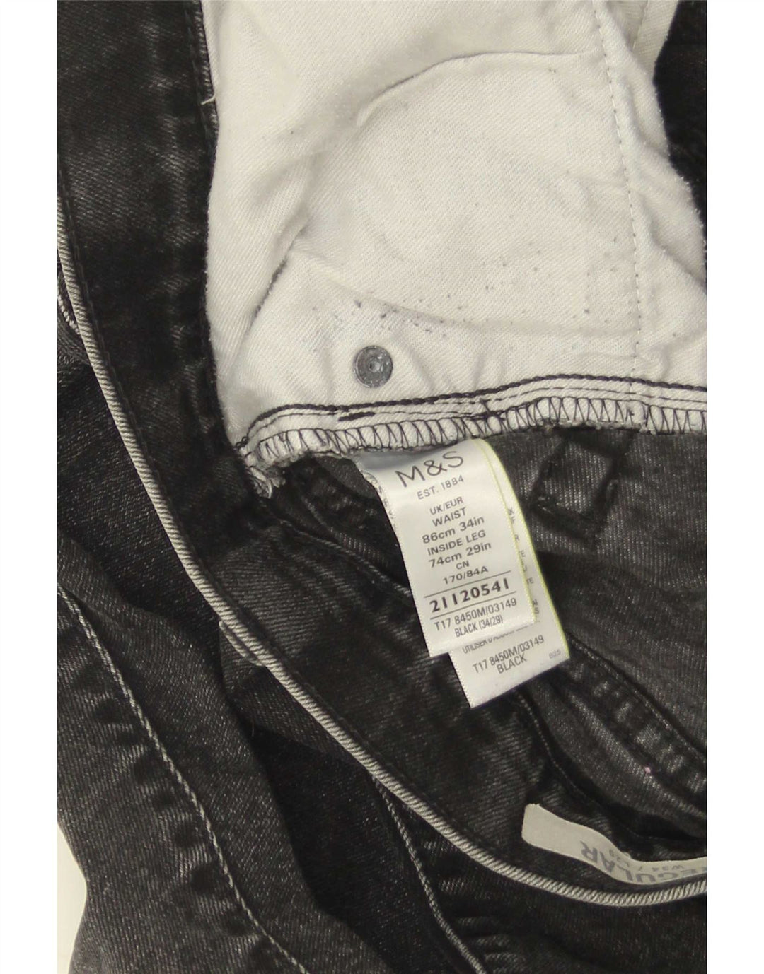 Ανδρικό τζιν ίσιο Marks & Spencer W34 L29 Μαύρο βαμβακερό