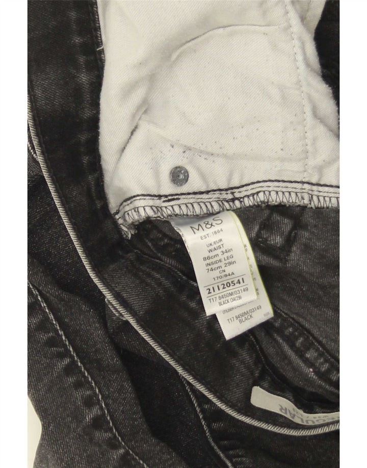 Ανδρικό τζιν ίσιο Marks & Spencer W34 L29 Μαύρο βαμβακερό
