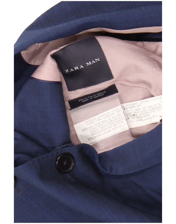 Zara Ανδρικό σακάκι μπλέιζερ με 2 κουμπιά EU 46 Small Blue Wool