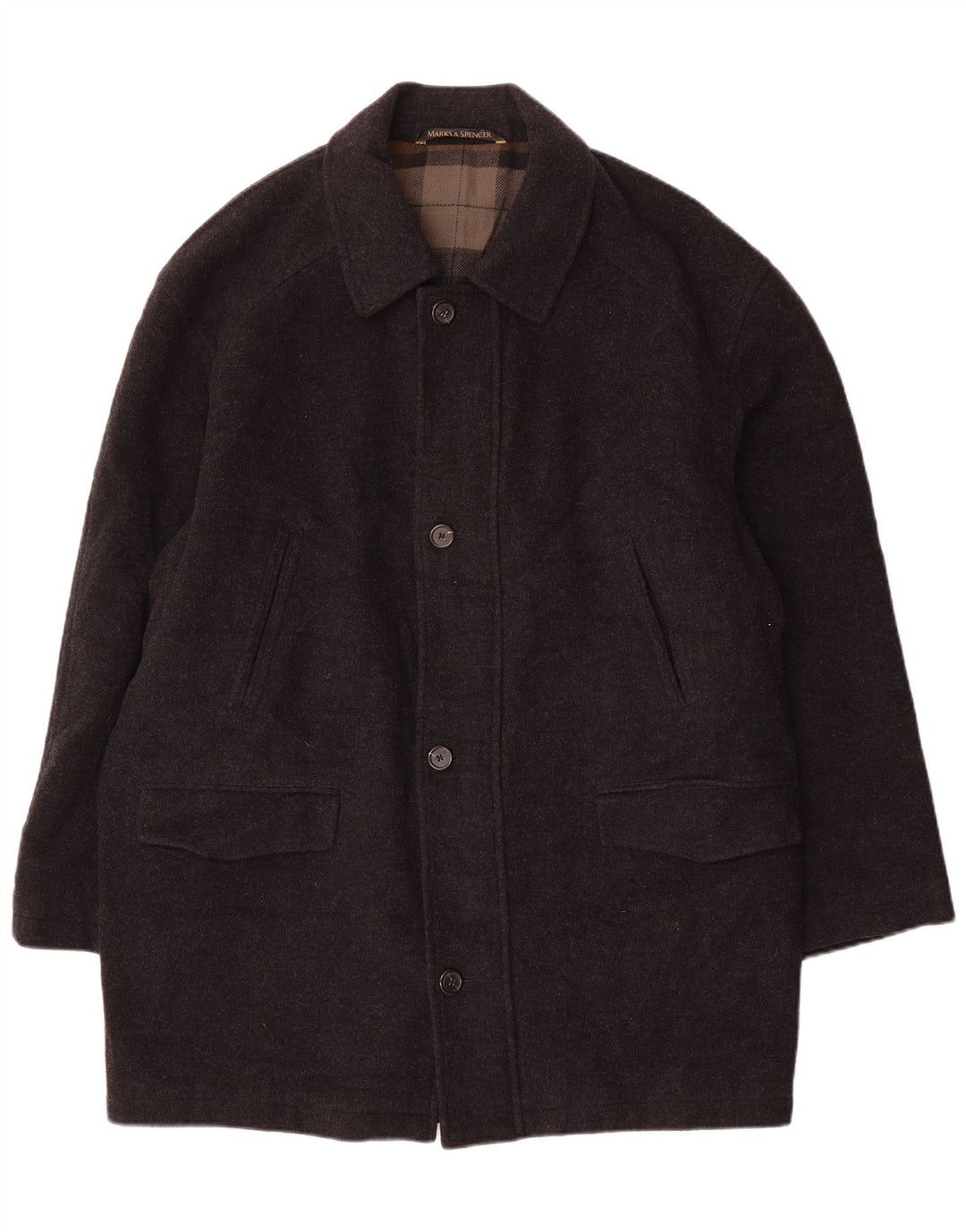 Ανδρικό πανωφόρι Marks & Spencer UK 40 Large Grey Virgin Wool