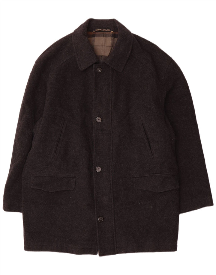 Ανδρικό πανωφόρι Marks & Spencer UK 40 Large Grey Virgin Wool