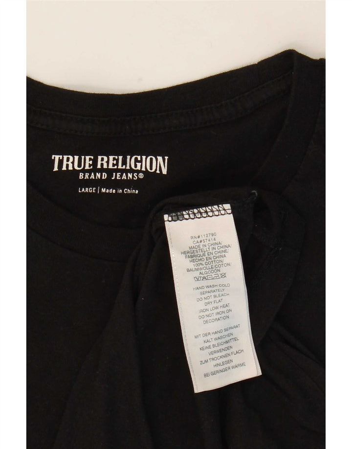 True Religion Ανδρικό γραφικό T-Shirt Top μεγάλο μαύρο βαμβακερό