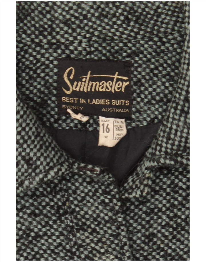 VINTAGE Γυναικείο σακάκι με 6 κουμπιά UK 16 μεγάλο γκρι μαλλί