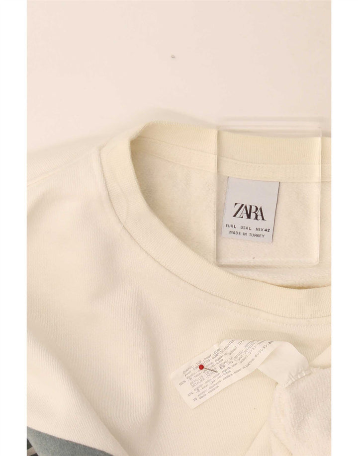Ανδρικό φούτερ Zara Jumper σε μεγάλο σε λευκό χρώμα, βαμβακερό