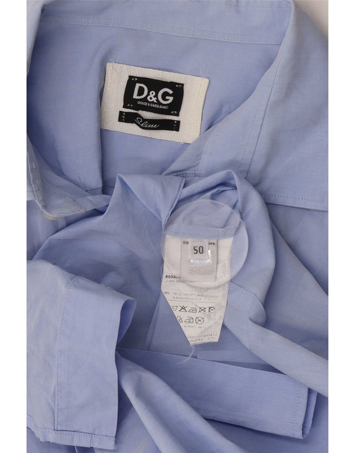 Ανδρικό πουκάμισο Dolce & Gabbana Slim Fit IT 50 μεσαίου μπλε βαμβακερό