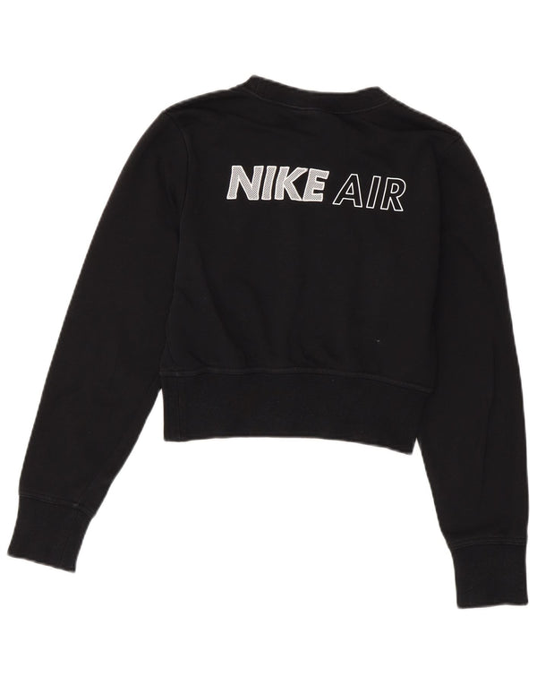 Γυναικείο γραφικό φούτερ NIKE Crop Jumper UK 6 XS Μαύρο βαμβακερό