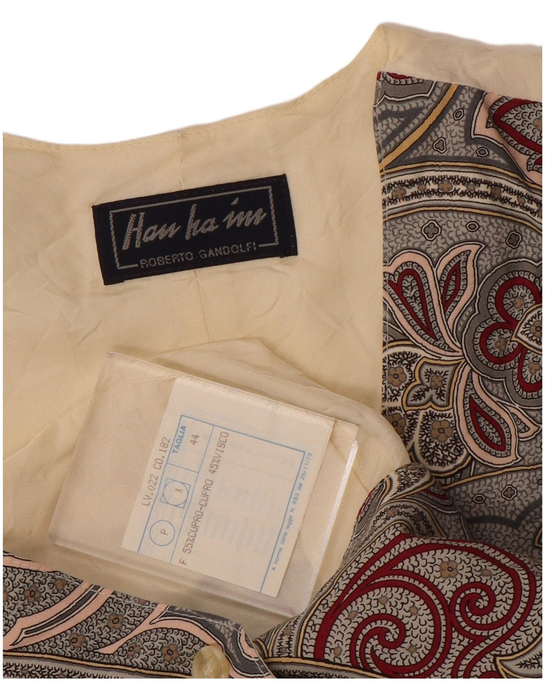 Vintage Γυναικείο Γιλέκο IT 44 Medium Grey Paisley Cotton