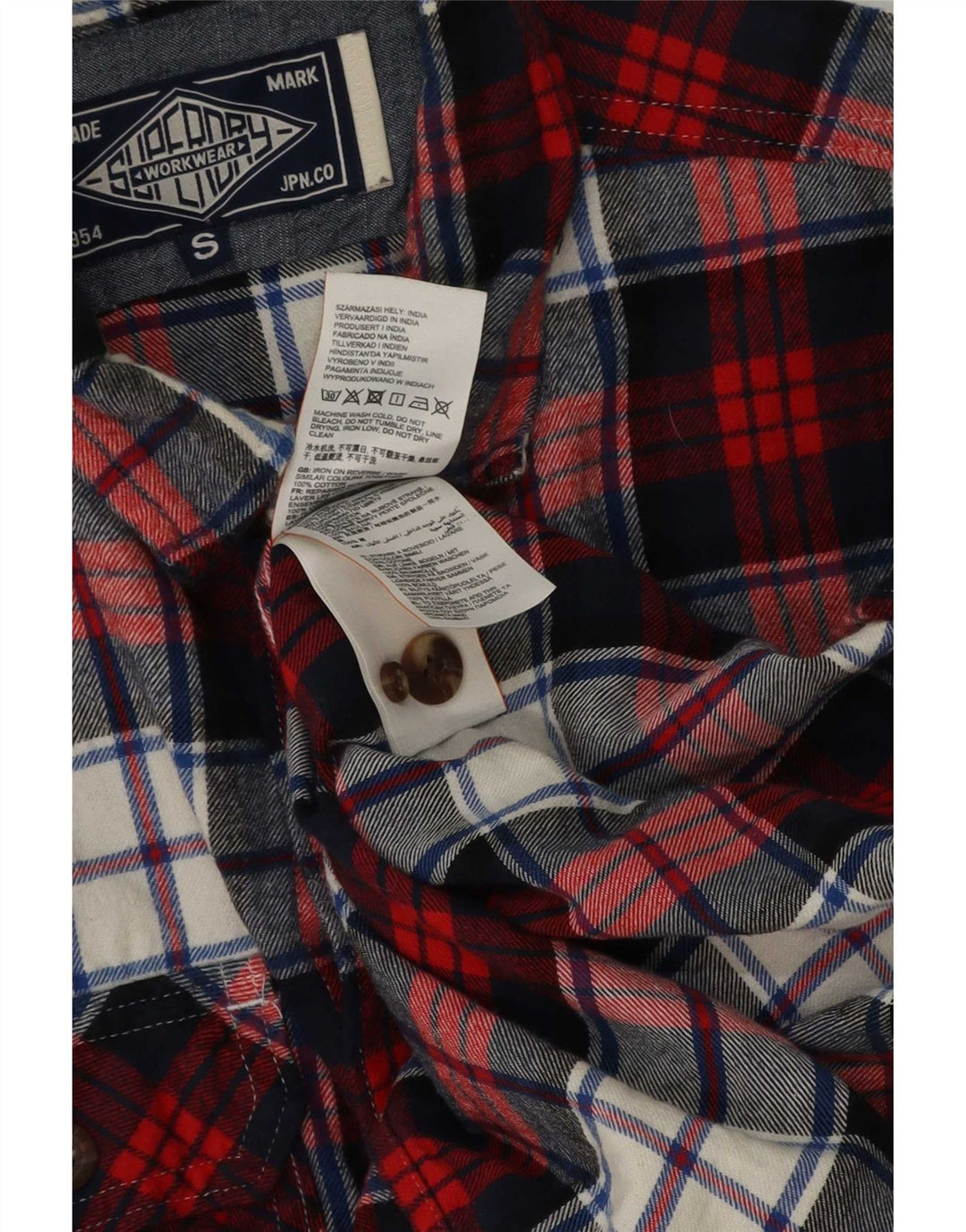 Ανδρικό πουκάμισο Superdry Classic Fit Flannel Μικρό μπλε ναυτικό βαμβακερό καρό