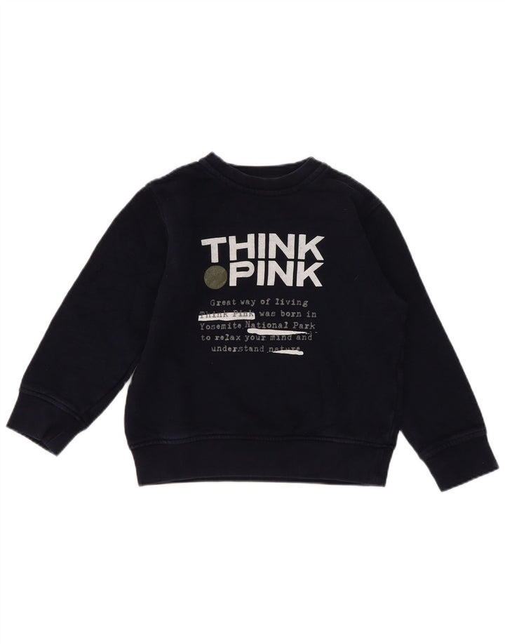 Σκεφτείτε Pink Boys Graphic Φούτερ με κανονική εφαρμογή Jumper 4-5 ετών Navy Blue