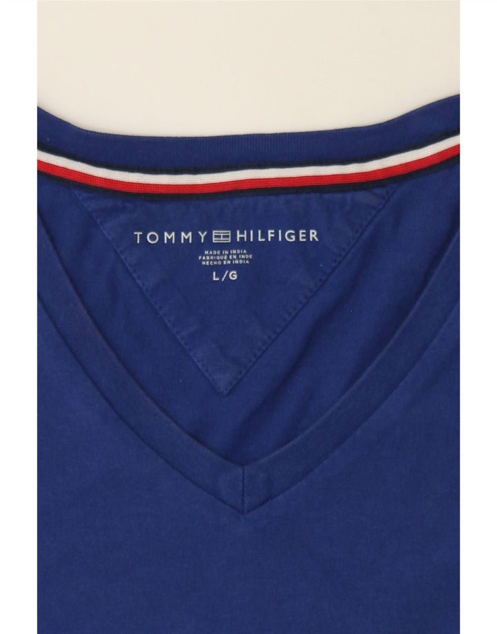 TOMMY HILFIGER Mens T-Shirt Top Large Blue Cotton Vintage Tommy Hilfiger and Second-Hand Tommy Hilfiger from Messina Hembry 