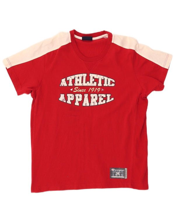 CHAMPION Γυναικείο Μυϊκό Μυϊκό T-Shirt Top UK 14 Medium Red Colourblock
