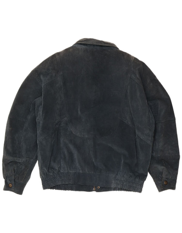 C&A Ανδρικό Suede Jacket UK 40 Large Navy Blue Leather