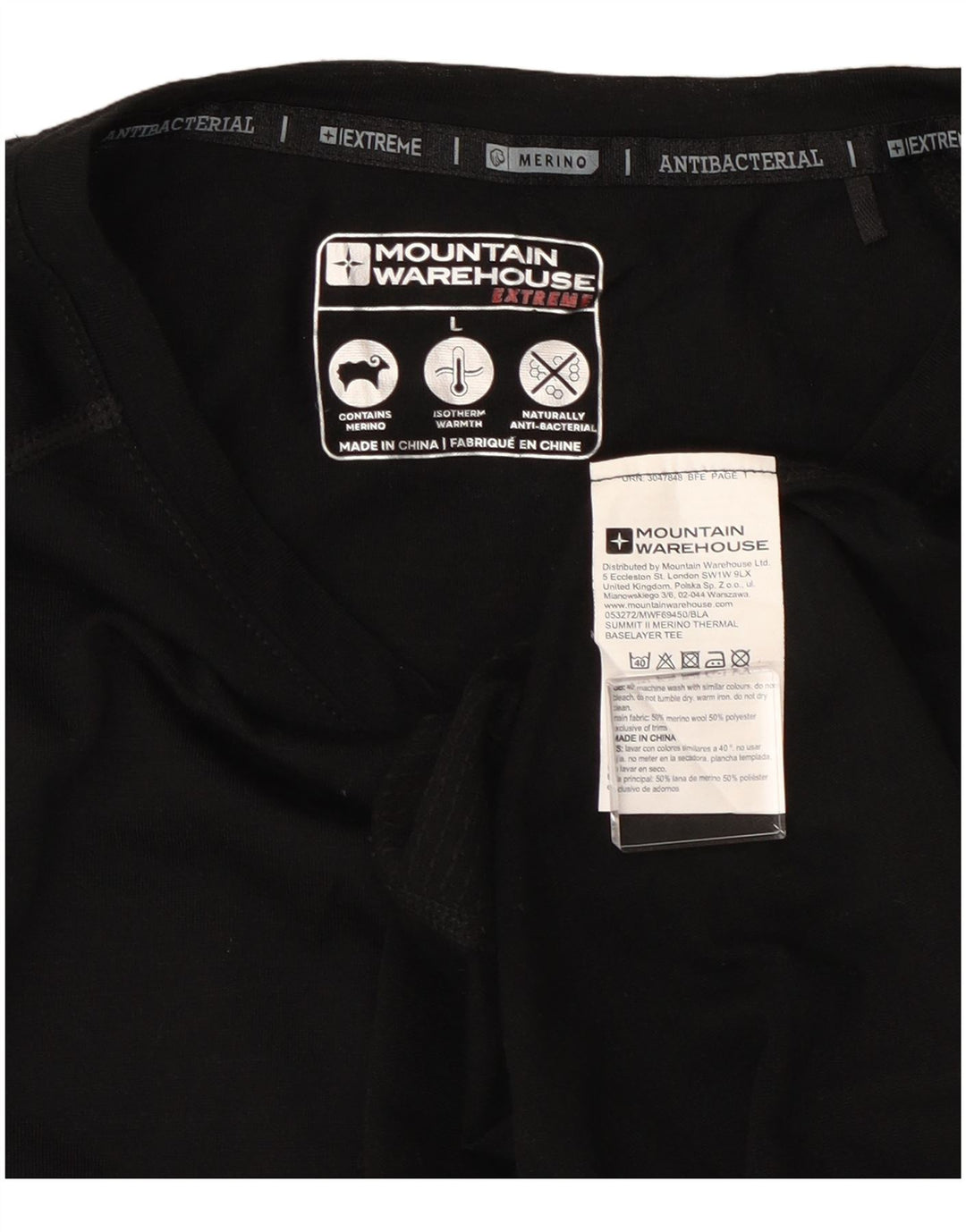 Ανδρικό T-Shirt Mountain Warehouse Top Large Black Wool