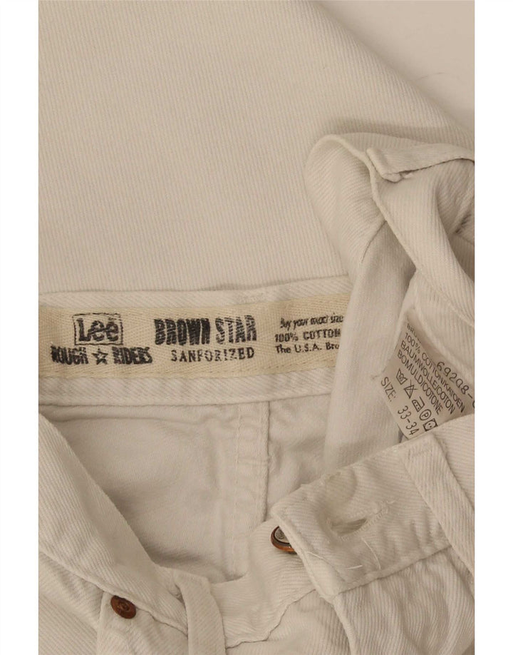 Lee Mens Riders Cropped Jeans W33 L24 Λευκό βαμβακερό
