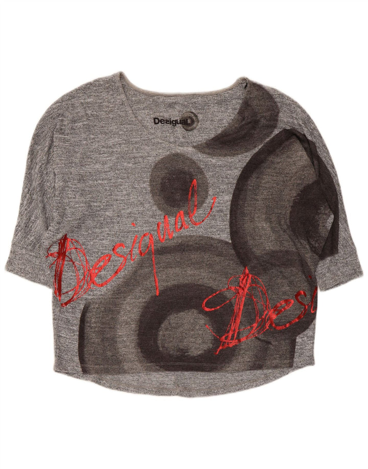 Desigual Γυναικείο τοπ 3/4 μανίκι UK 14 μεσαίου γκρι γεωμετρικό