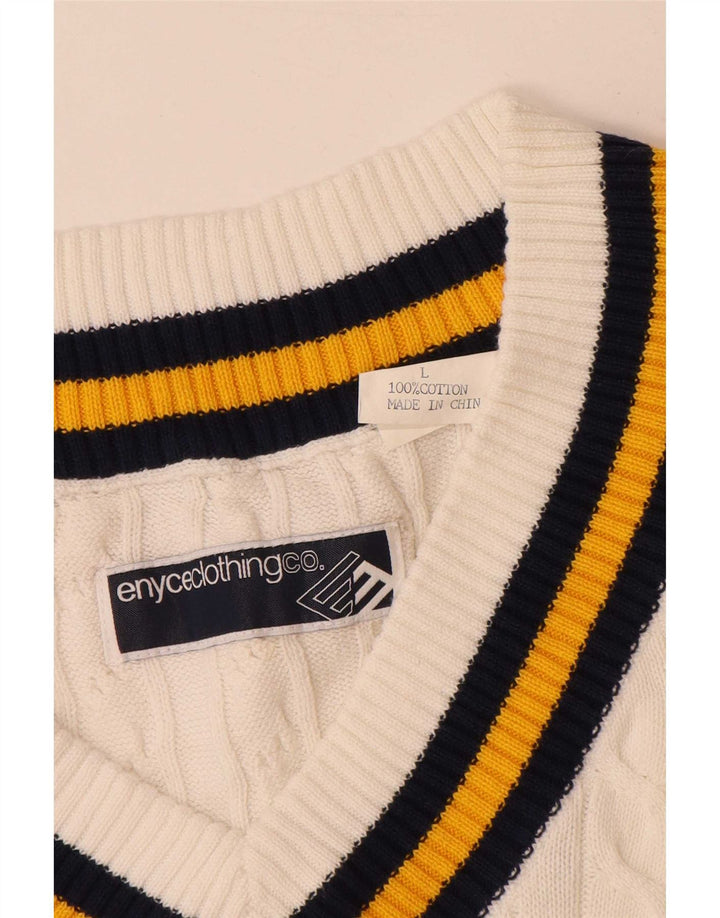 Vintage ανδρικό γιλέκο Tank Top Μεγάλο λευκό ριγέ βαμβακερό