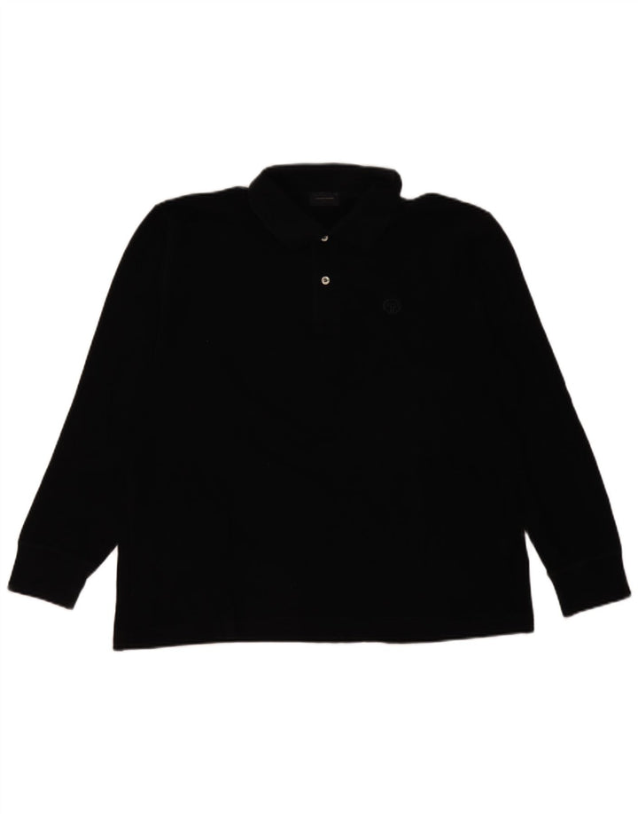 Sergio Tacchini ανδρικό μακρυμάνικο μπλουζάκι πόλο IT 50 μεσαίο μαύρο βαμβακερό