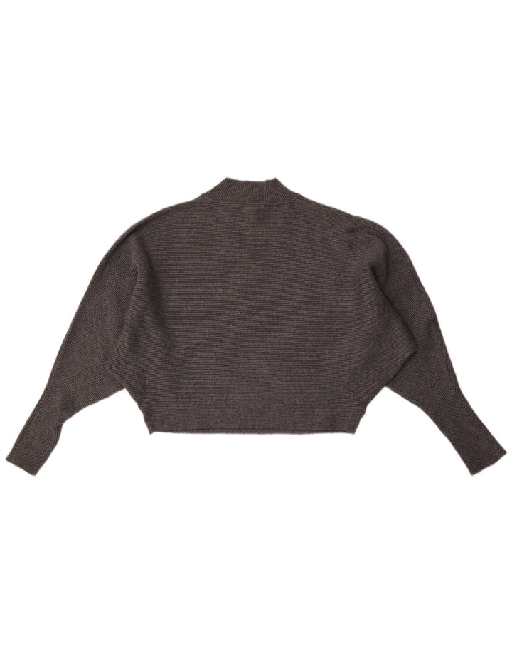 Γυναικείο Zara Batwing Crop πουλόβερ με λαιμόκοψη χελώνας UK 14 Medium Grey