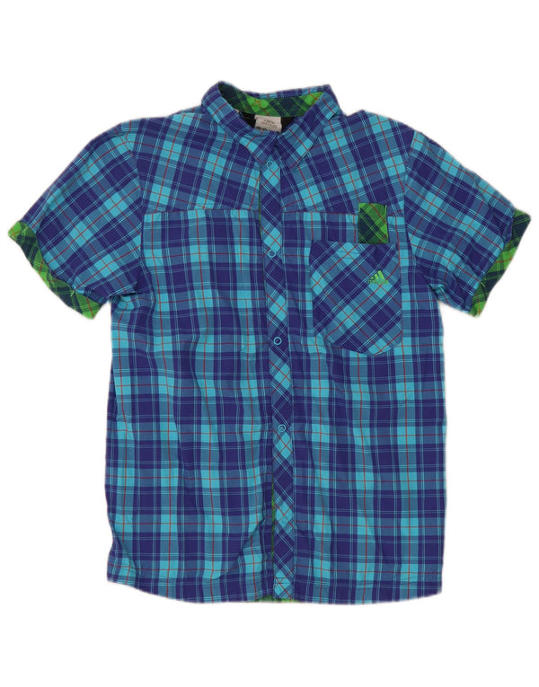 Adidas Boys κοντομάνικο πουκάμισο 13-14 ετών Blue Check Nylon