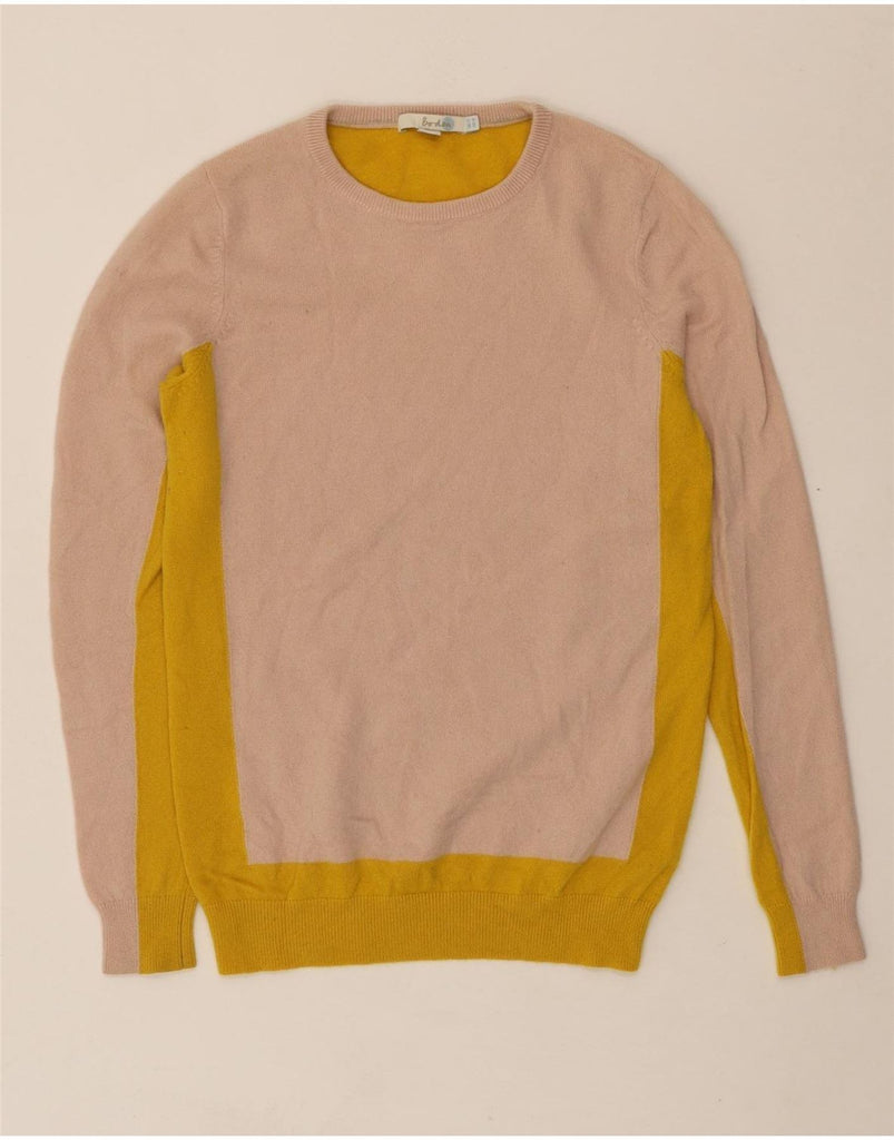 BODEN Womens Crew Neck Jumper Sweater UK 8 Small Yellow Colourblock Vintage Boden and Second-Hand Boden from Messina Hembry 