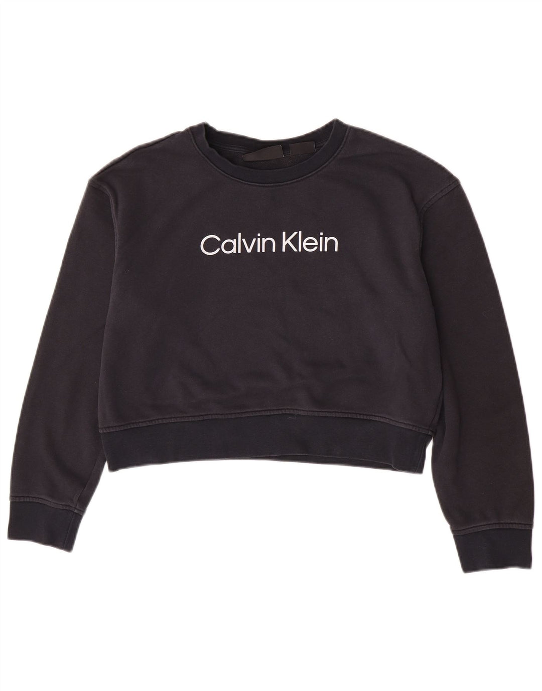 Calvin Klein Γυναικεία φούτερ με γραφικά Crop Jumper UK 14 Medium Navy Blue