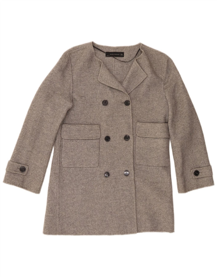 Zara Γυναικείο Παλτό με διπλό στήθος UK 14 Medium Grey Wool