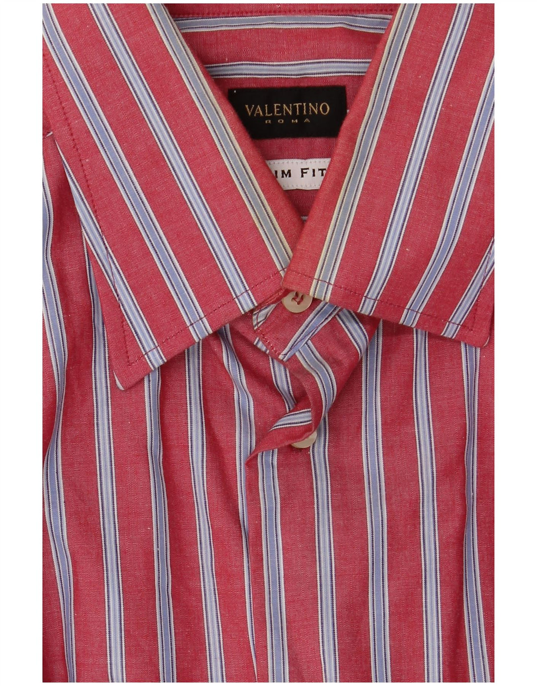 VALENTINO Ανδρικό πουκάμισο Slim Fit Μέγεθος 15 1/2 40 Βαμβακερό μεσαίο κόκκινο ριγέ