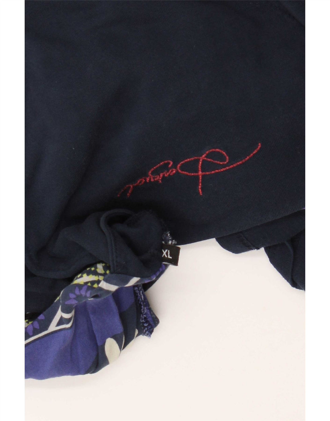 Desigual Γυναικείο γραφικό T-Shirt Top UK 18 XL Navy Blue Patchwork
