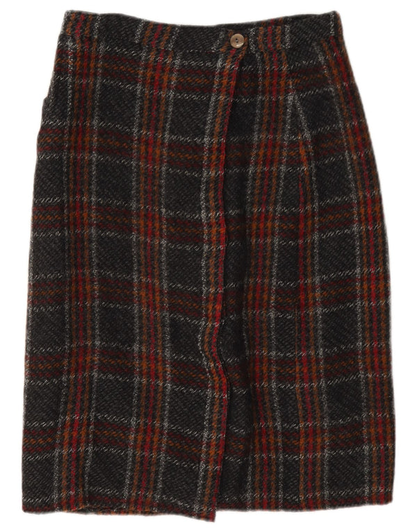 Vintage γυναικεία πλεκτή φούστα W26 Small Black Check
